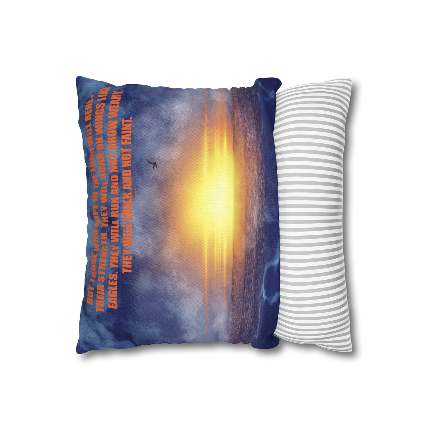 Sunrise Faith Pillowcase – "They Will Soar on Wings Like Eagles" Decorative Throw Pillow