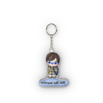 Custom Mini Plush Keychain — Personalized Character Charm ("Nat the Warrior")