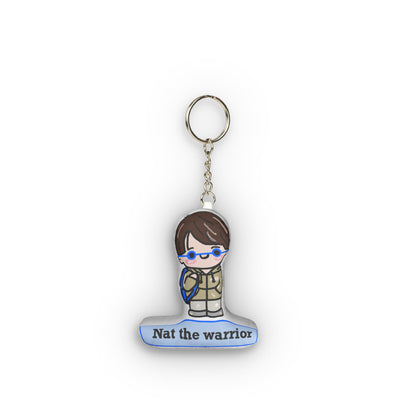 Custom Mini Plush Keychain — Personalized Character Charm ("Nat the Warrior")