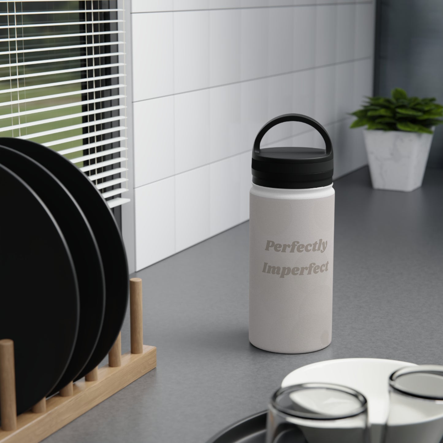 Water Bottle, Uplifting Perfectly Imperfect Handle Lid Stainless Steel
