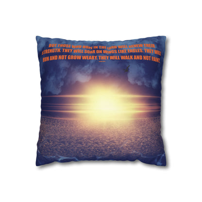 Sunrise Faith Pillowcase – "They Will Soar on Wings Like Eagles" Decorative Throw Pillow