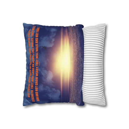 Sunrise Faith Pillowcase – "They Will Soar on Wings Like Eagles" Decorative Throw Pillow