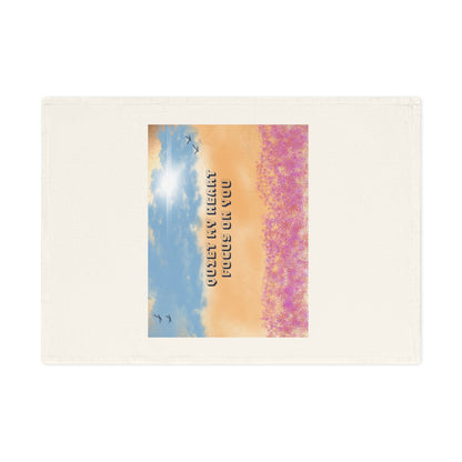 Cotton Tea Towel — Sunset Meadow "Quiet My Heart, Focus On You" Kitchen Towel