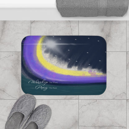 Worship Pray Bath Mat — Encouraging Bathroom Rug